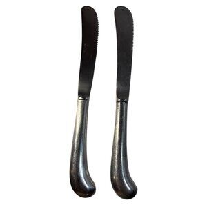 Rogers Co Korea Table Knives Jefferson Manor Stainless Pistol Handle 9" Set Of 2